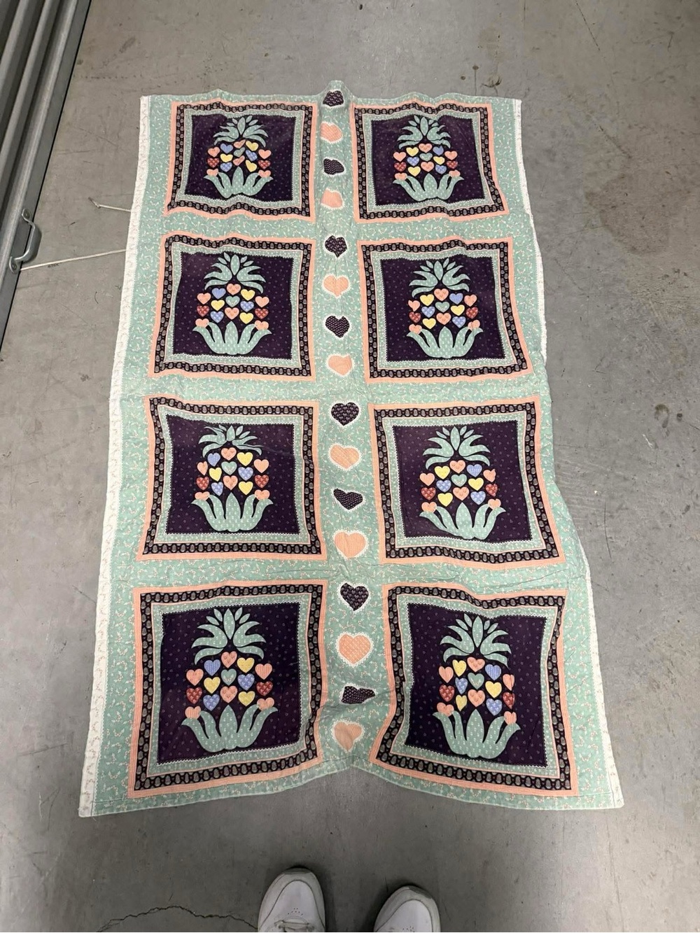 Vintage Quilted Pineapple Heart Throw